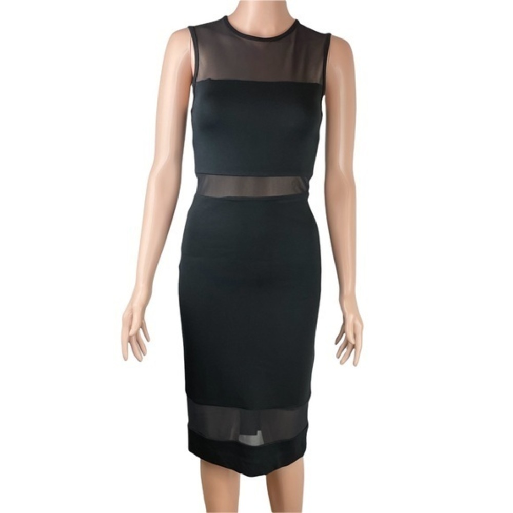 French Connection Mesh Block Midi Dress